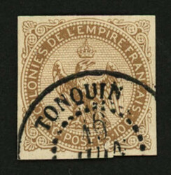INDOCHINE - ANNAM : 10c AIGLE obl. cachet à date TONQUIN. RARE. ...