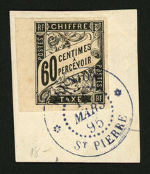 REUNION : CG 60c TAXE bord de feuille obl. REUNION ST PIERRE en bleu ...