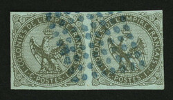 SENEGAL : Superbe paire 1c AIGLE obl. losange de 64 points bleus. ...