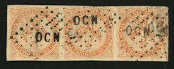 TAHITI : CG Bande de 3 du 40c AIGLE obl. OCN. Superbe