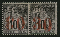 OBOCK : Paire 30 s/ 10c variété "Chiffre 3 renversé tenant à ...