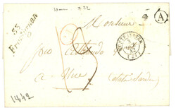 HERAULT : 1842 Cursive 33 FRONTIGNAN 33mm sur lettre pour les ETATS ...