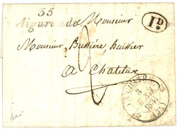 INDRE : 1831 Cursive 35 AIGURANDE + T.12 LA CHATRE. TB