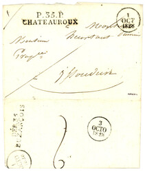 INDRE : 1828 DEB. BUZANCOIS + P.35.P CHATEAUROUX. Indice 21. Superbe