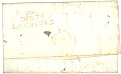 INDRE : 1824 DEB. 35 LA CHATRE rouge. Indice 23. Rare. TTB