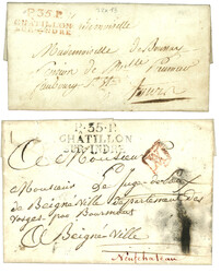 INDRE : 1819 P.35.P CHATILLON SUR INDRE rouge et 1826 P.35.P ...