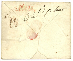 INDRE : DEB. 35 LEVROUX rouge sur enveloppe sans texte.. Indice 23. ...