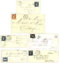 INDRE : 1850/53 Lot 6 lettres avec No3, No4 (x3), no5, no10. B/TB