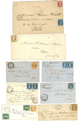INDRE : 1857/71 Lot 8 lettres classiques dont 3 CHARGEES. A voir . TTB