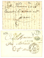 VAR :1833/34 2 lettres avec cursive 78 FAYENCE en bleu/vert. Indice ...
