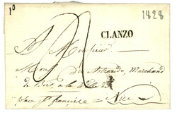 CONTE de NICE - CLANS : 1828 Trés rare cachet CLANZO (DELRIEU no1) ...