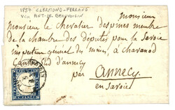 SAVOIE - CLERMONT-FERRAND via PONT DE BEAUVOISIN : 1857 SARDAIGNE 20c ...