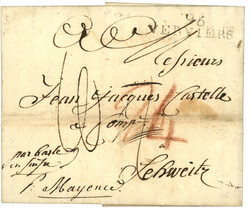1804 Cachet de DEBOURSE rouge DEB. AIX-LA-CHAPELLE + recto 96 ...