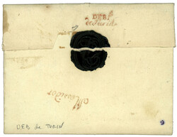 1804 Petit cachet rouge DEB. de TURIN sur lettre de MONDOVI pour ...