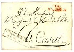 1809 106 VALENCE rouge sur lettre pour CAZAL. TB