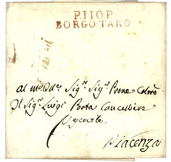 1812 P.110.P BORGO-TARO rouge sur lettre pour PIACENZA. Superbe