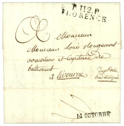 1812 P.112.P FLORENCE sur lettre pour LIVOURNE. Superbe