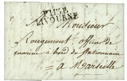 1810 P.110.P LIVOURNE sur lettre pour un officier de marine à bord ...