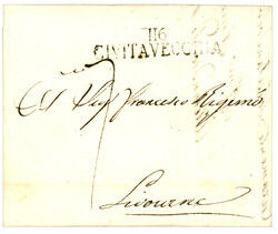 1813 116 CIVITAVECCHIA sur lettre pour LIVORNO. TTB