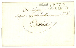 1813 P.117.P SPOLETO sur lettre avec texte daté de ROMA. Superbe
