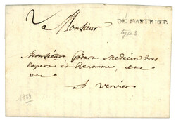 1784 Rare cachet DE MASTRIST sur lettre avec texte pour VERVIER. TTB
