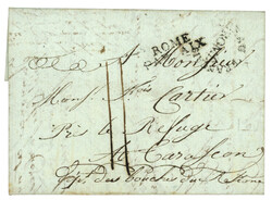 1809 Trés rare cachet ROME PAR AIX sur lettre daté CIVITA ...