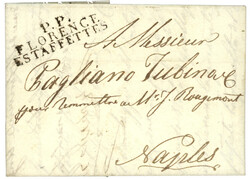 1812 Rare cachet P.P. FLORENCE ESTAFETTES sur lettre pour NAPLES. ...