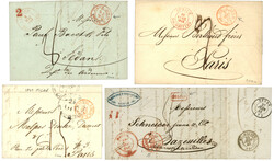 BUREAU FRANCAIS DE BALE : 1847/48 Lot 4 lettres pour la france ZURICH ...