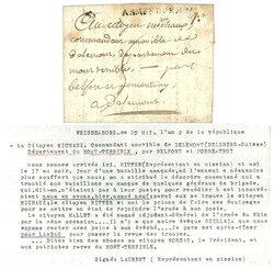 An 2 ARMEE DU RHIN sur lettre avec texte daté WEISSENBURG pour ...