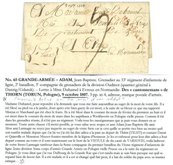 1807 No65 GRANDE-ARMEE rouge sur lettre de "THORN". TB texte ...