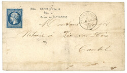 1860 20c (no14) obl. AAL + ARMEE D' ITALIE Bau L sur enveloppe avec ...