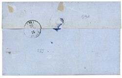 1862 20c (no14B) obl. cachet d' essai 1818 baton sur lettre de LYON. ...