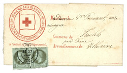 CROIX-ROUGE - Tarif des IMPRIMES : 1871 Paire 1c no25 (1ex. avec ...