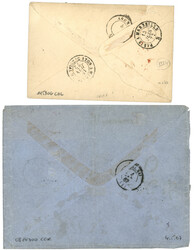 2 lettres de PARIS pour la GRECE : 1867 no29 + 31 (x2) et 1872 no20 ...