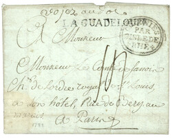 1788 COLONIES PAR L'ISLE DE RHE orné + cachet rare LA GUADELOUPE ...