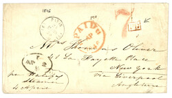 1846 PARIS + PD + Grande Taxe 7 rouge + PAID + "HALIFAX STEAMER" sur ...