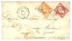 1866 40c + 80c obl. ANCRE + BUENOS-AYRES sur enveloppe pour LOCARNO ...