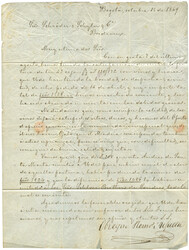 STE MARTHE - COLOMBIE : 1869 ST MARTHE + Taxe 10" sur lettre avec ...