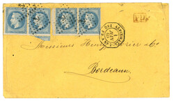 ASPINWALL - COLOMBIE : 1869 20c (no29) x4 obl. ANCRE + ASPINWALL PAQ. ...