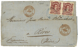 1878 ARGENTINA 8c (x2) + REPUB.ARG. MARSEILLE sur lettre (pd) pour la ...