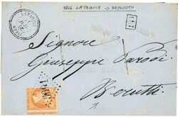 LATTAQUIE : 1866 40c (no23) obl. GC 5091 + LATAQUIE SYRIE sur lettre ...