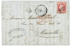 LATTAQUIE : 1873 80c (no32) obl. GC 5091 + LATAQUIE SYRIE sur lettre ...