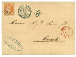 TUNISIE - LA GOULETTE : 1869 40c (no31) obl. GC 5121 + LA GOULETTE ...