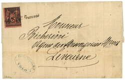 VOLO : 1879 25c SAGE rouge obl. Griffe Italienne COI POSTALI FRANCESI ...