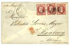 YOKOHAMA : 1869 80c (no32)x3 obl. GC 5118 noir + YOKOHAMA Bau ...