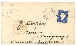 GAMBIA to AUSTRIA : 1895 2 1/2d canc. BATHURST on envelope to VIENNA ...