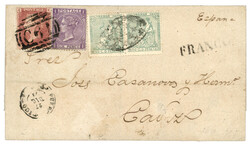 PORTO-RICO - British P.O. : 1871 GB 1d + 6d canc. C61 + "ULTRAMAR" ...