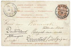 MOROCCO : 1899 BELGIUM P./Stat 10c canc. RABAT MAROCCO DEUTSCHE POST ...