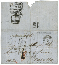 INDIA - OVERLAND MAIL : 1862 HAMBURG + VIA TRIEST + Tax marking on ...