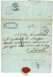 1853 FORWARDING Agent cachet COHEN /MARSEILLE on entire letter from ...